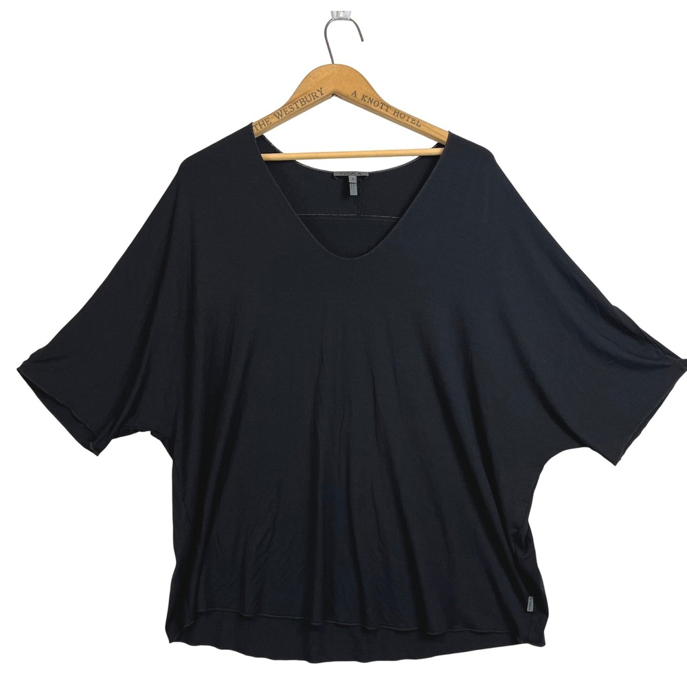 OSKA Boxy Tee Top Size 3 10 12 Dolman Short Sleeve Casual‎ Knit Minimalist Black